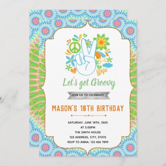 60er-Geburtstagsfeier Einladung (Vorne/Hinten)