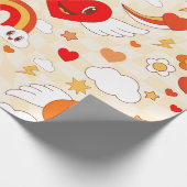 60er Groovy Pop Art Valentine Regenbogenwolkengel Geschenkpapier (Ecke)