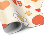 60er Groovy Pop Art Valentine Regenbogenwolkengel Geschenkpapier (Rolleneckpunkt)