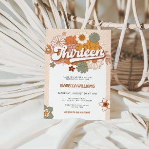 60er Groovy Retro 13. Geburtstag Einladung