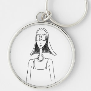 60er Hippie Girl mit Sonnenbrille Schlüsselanhänger