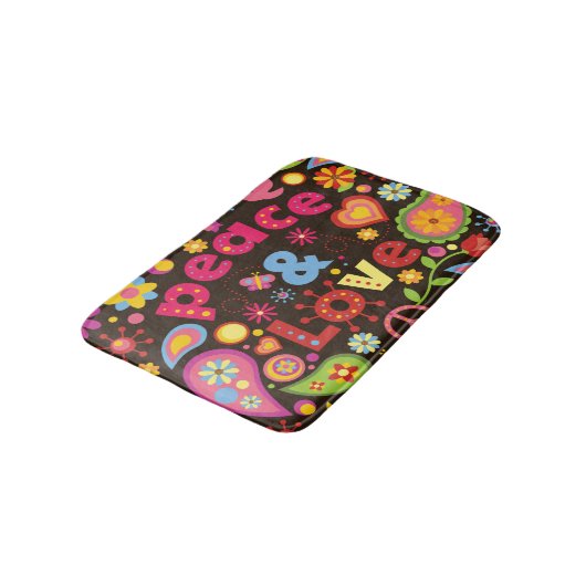 60er Hippie Hippy Peace and Liebe Bath mat Badematte (Schrägansicht)