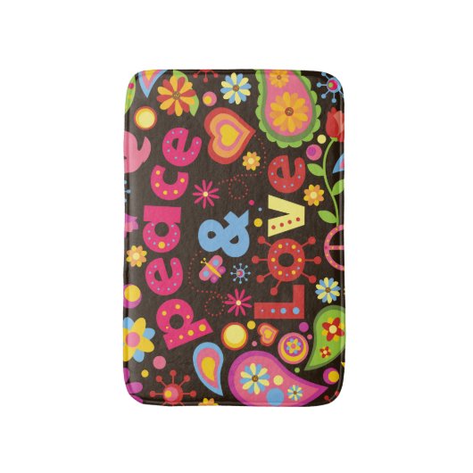 60er Hippie Hippy Peace and Liebe Bath mat Badematte (Vorderseite Vertikal)