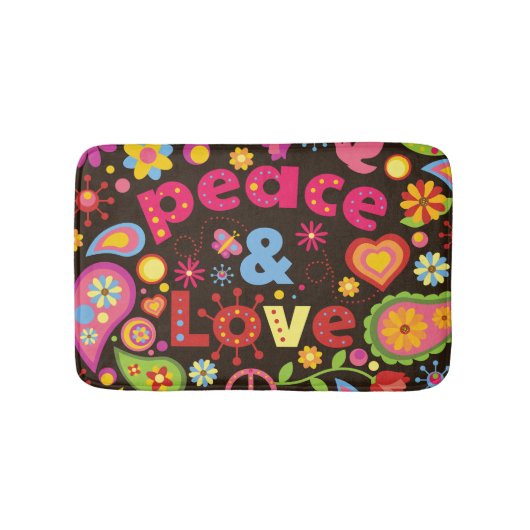60er Hippie Hippy Peace and Liebe Bath mat Badematte (Vorderseite)