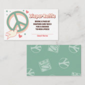 60er Hippie Party Kinderdusche - Windelwindeln Begleitkarte (Vorne/Hinten)