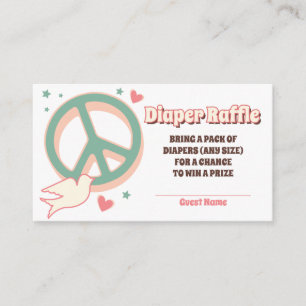 60er Hippie Party Kinderdusche - Windelwindeln Begleitkarte