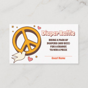 60er Hippie Party Kinderdusche - Windelwindeln Begleitkarte