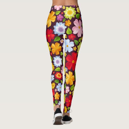 60er Jahre Groovy Blume Power Gemustert | LEGGINGS (Rückseite)