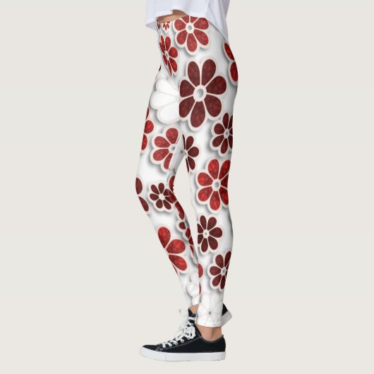 60er Jahre Groovy Red Floral Gemustert | LEGGINGS (Links)
