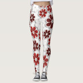 60er Jahre Groovy Red Floral Gemustert | LEGGINGS (Vorderseite)