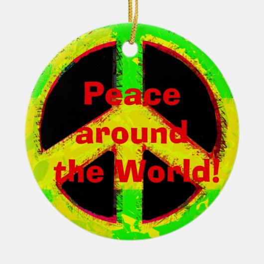 60er Jahre Hippy Peace Sign Retro Art Keramik Ornament (Vorne)