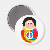 60er Jahre Kind Funny Cartoon Peace Kid Magnet (Vorderseite/Rückseite)