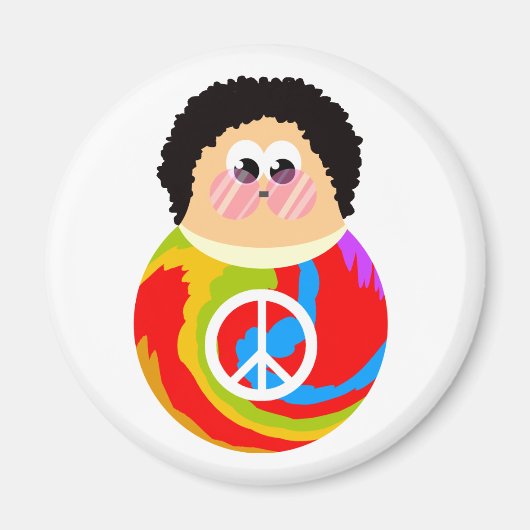 60er Jahre Kind Funny Cartoon Peace Kid Magnet (Vorne)
