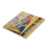 60er Lady in der Küche l Retro Fliese (Seite)