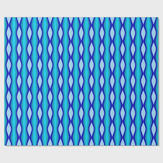 60er Mod Blue Waves Geschenkpapier (Flach)