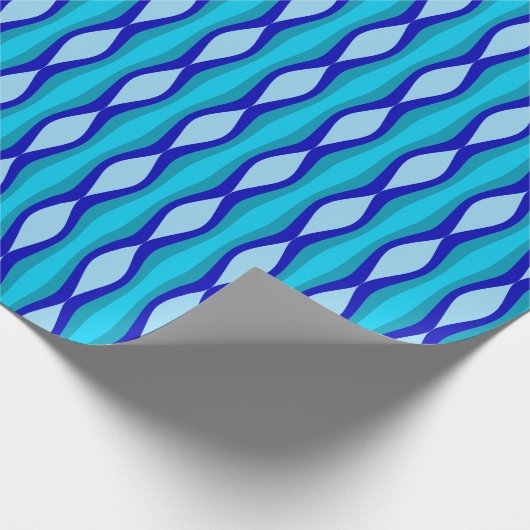 60er Mod Blue Waves Geschenkpapier (Ecke)