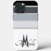 60er-Monochromatisches Stripmuster-Monogramm Case-Mate iPhone Hülle (Rückseite)