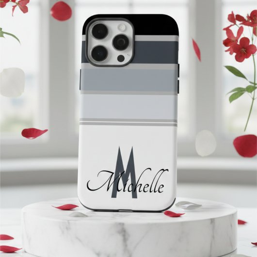 60er-Monochromatisches Stripmuster-Monogramm Case-Mate iPhone Hülle