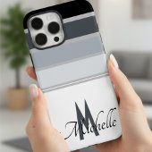 60er-Monochromatisches Stripmuster-Monogramm Case-Mate iPhone Hülle