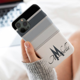 60er-Monochromatisches Stripmuster-Monogramm Case-Mate iPhone Hülle