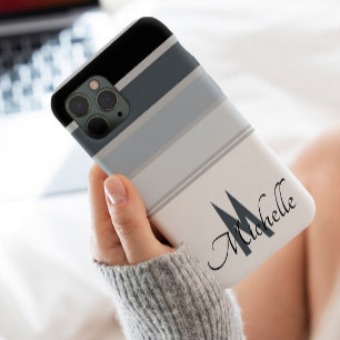 60er-Monochromatisches Stripmuster-Monogramm Case-Mate iPhone Hülle