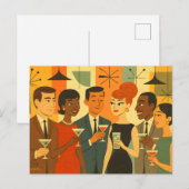 60er Office Cocktail Party Mitte des Jahrhunderts Postkarte (Vorne/Hinten)