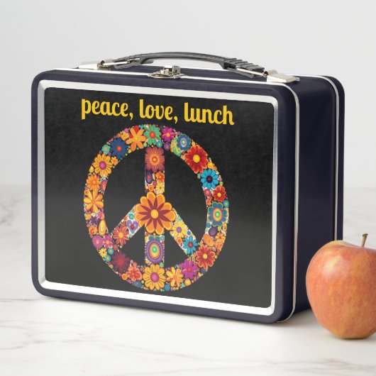 60er Peace Signature Blume Hippy Metall Brotdose (Beispiel)