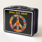 60er Peace Signature Blume Hippy Metall Brotdose (Vorderseite)