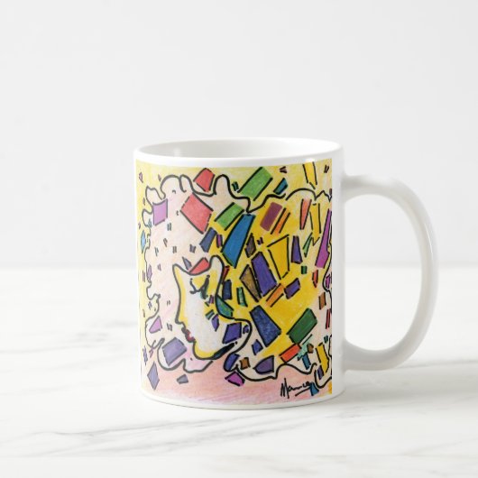 60er Peter Max farbenfrohe Aquarellfarben-Konfitti Kaffeetasse (Rechts)