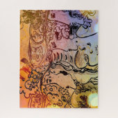 60er Peter Max im Stil farbenfrohe Aquarellbilder Puzzle (Vertikal)