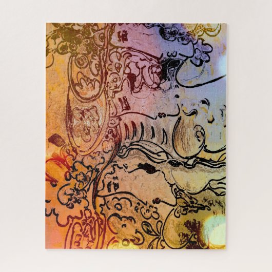 60er Peter Max im Stil farbenfrohe Aquarellbilder Puzzle (Vertikal)