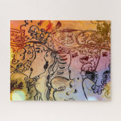 60er Peter Max im Stil farbenfrohe Aquarellbilder Puzzle (Horizontal)