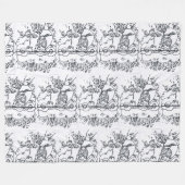 60er Peter Max - Schwarz-Weiß-Abbildung Profil Fleecedecke (Vorderseite (Horizontal))