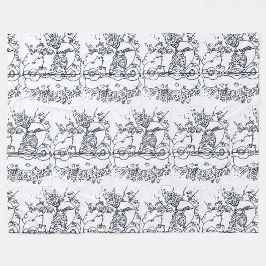 60er Peter Max - Schwarz-Weiß-Abbildung Profil Fleecedecke (Vorderseite (Horizontal))