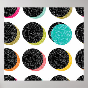 60er Polka Dots: Dekorativer Vintager Cheer. Poster
