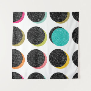 60er Polka Dots: Dekorativer Vintager Cheer. Wandteppich