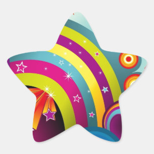 60er Psychedelische Explosion Stern-Aufkleber