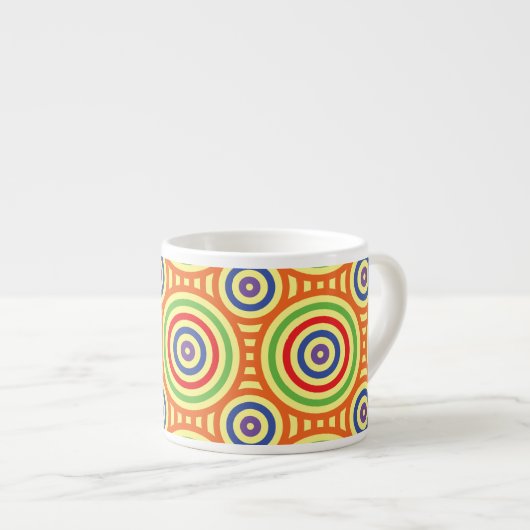 60er Retro Circular Geometric Muster Espressotasse (Vorderseite Rechts)