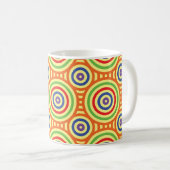 60er Retro Circular Geometric Pattern. Rot, Grün Kaffeetasse (VorderseiteRechts)