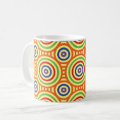 60er Retro Circular Geometric Pattern. Rot, Grün Kaffeetasse (Vorderseite Links)
