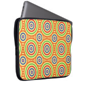 60er Retro Circular Geometric Pattern. Rot, Grün Laptopschutzhülle (Vorne Rechts)