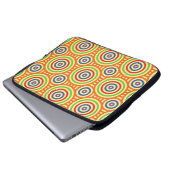 60er Retro Circular Geometric Pattern. Rot, Grün Laptopschutzhülle (Vorne Knopf)
