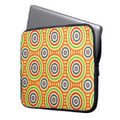60er Retro Circular Geometric Pattern. Rot, Grün Laptopschutzhülle (Vorderseite Links)