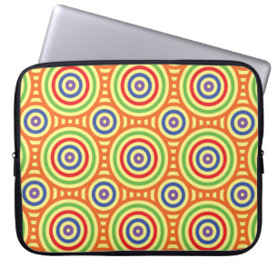 60er Retro Circular Geometric Pattern. Rot, Grün Laptopschutzhülle