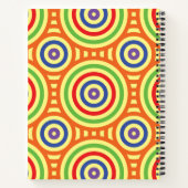 60er Retro Circular Geometric Pattern. Rot, Grün Notizblock (Rückseite)