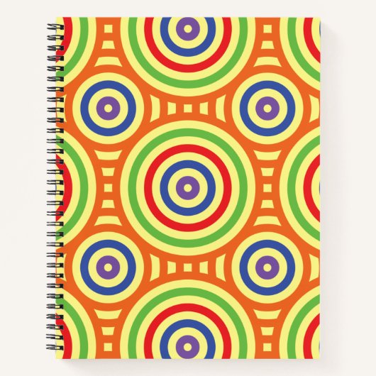 60er Retro Circular Geometric Pattern. Rot, Grün Notizblock (Vorderseite)