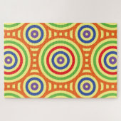 60er Retro Circular Geometric Pattern. Rot, Grün Puzzle (Horizontal)
