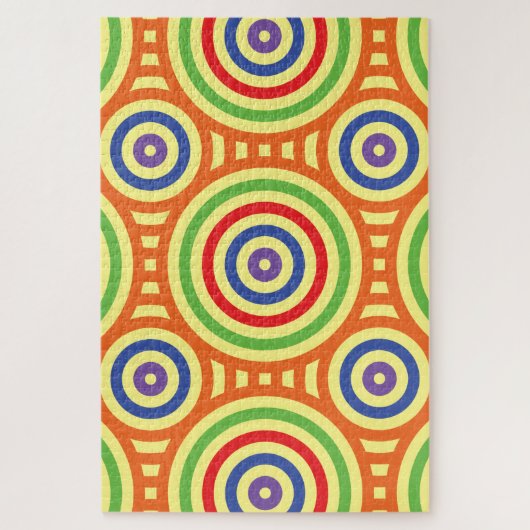 60er Retro Circular Geometric Pattern. Rot, Grün Puzzle (Vertikal)