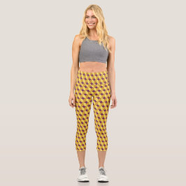 60er Retro Gemustert Capri Leggings