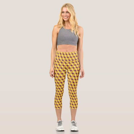 60er Retro Gemustert Capri Leggings (Vorderseite)